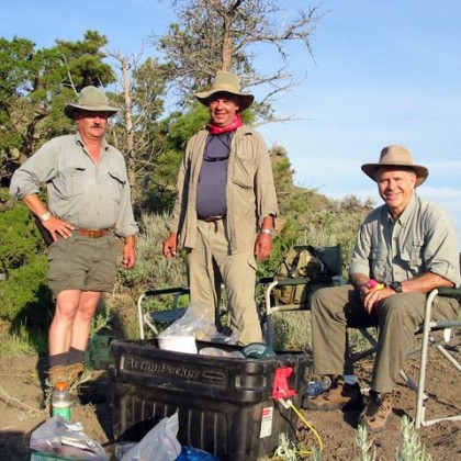 Frank, Bill, and Homer after a day of dinosaur-hunting near Hell Creek, Montana.