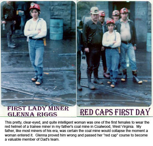 Photos of one of the first woman miners hired by Olga Mine and Homer Hickam Senior in early 70's